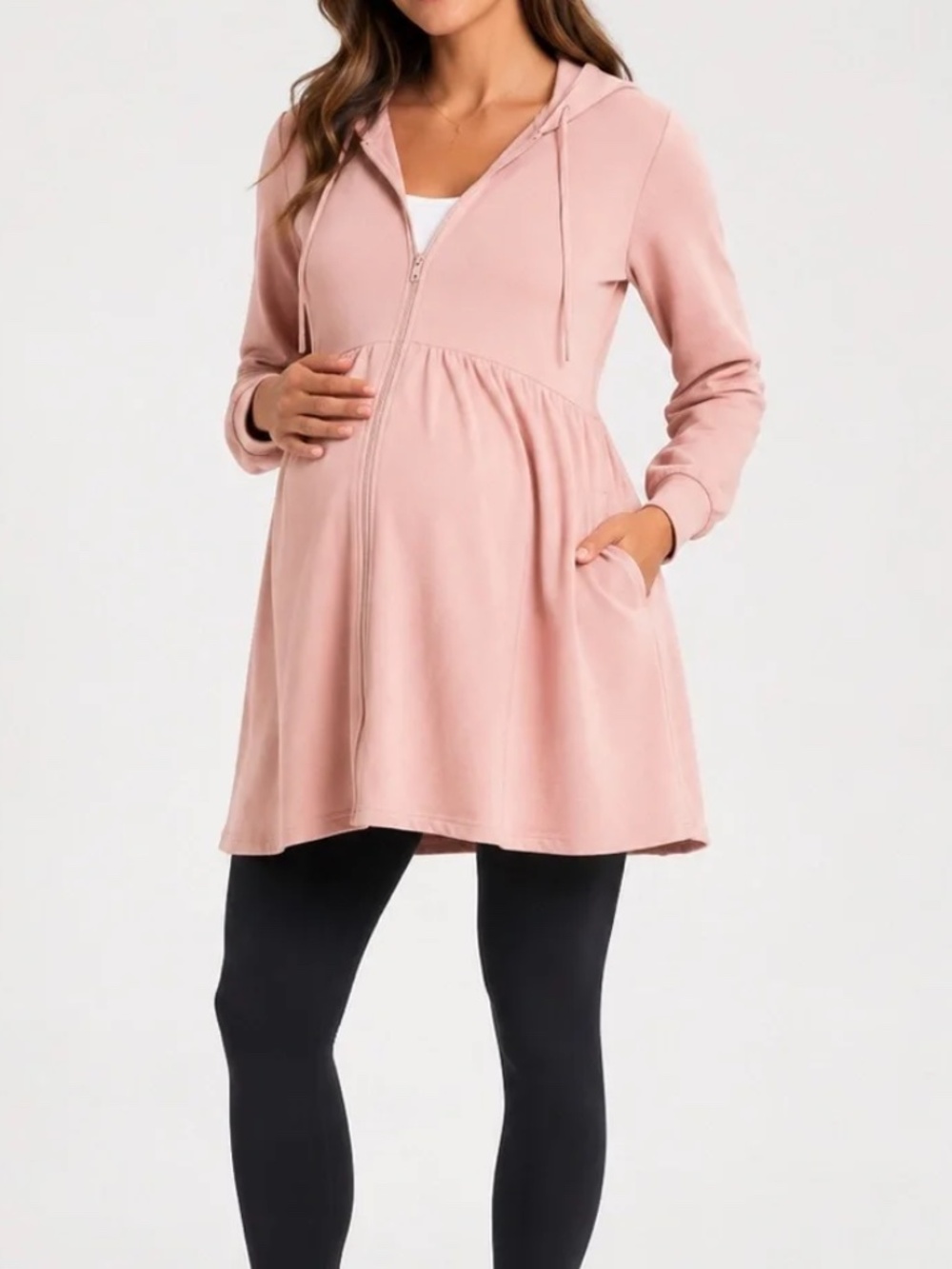 Seraphine Pink Zip Up Hoodie Sweatshirt Dress 3-1 for Maternity & Nursing Size S
